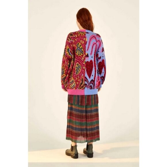 💕FARM RIO💕 Mixed Prints Cardigan  ~ Blue Tropical Magic + Tropical Stripes NWT - Picture 5 of 16